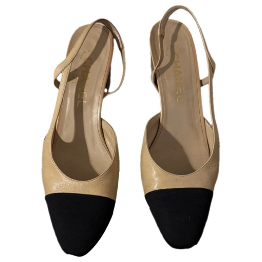 Chanel SLINGBACKS Goatskin & Grosgrain Beige & Black